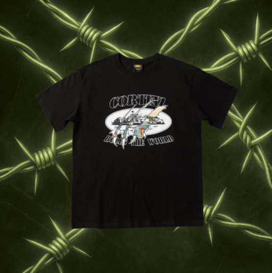 Corteiz Shirt "Rules The World Black White"
